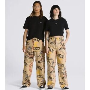 NWT New VANS Loose Fit Drill Chore Carpenter Pants All Over Print Canvas Size 34